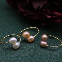 Freshwater Pearl fingerring, Ferskvandsperle, med Messing, 14.000 guldfyldte, mode smykker & for kvinde, flere farver til valg, 5-6mm, Solgt af PC