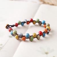 Pulsera de Porcelana, con Cordón de cera, Joyería & para mujer, multicolor, 6mm, longitud aproximado 18 cm, Vendido por UD