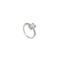 Kubieke zirconia messing ringen, geplatineerd, mode sieraden & voor vrouw & met zirkonia, zilver, 17mm, Verkocht door PC