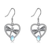 Zinc Alloy Øreringe, med Sea Opal, Heart, sølvfarvet forgyldt, mode smykker & for kvinde & hule, lyseblå, nikkel, bly & cadmium fri, 16.10x31.10mm, Solgt af par