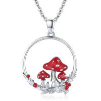 Zinc Alloy Jewelry Necklace with 5cm extender chain mushroom silver color plated fashion jewelry & for woman & enamel & hollow red nickel lead & cadmium free Length Approx 45 cm Sold By PC