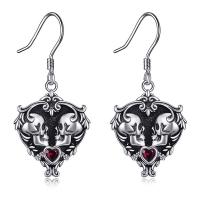 Zinc Alloy Oorbellen, met Cubic Zirconia, antiek zilver plated, Vintage & mode sieraden & voor vrouw, rood, nikkel, lood en cadmium vrij, 15.80x34.10mm, Verkocht door pair