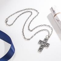 Sterling Silver Halsband, 925 sterling silver, Cross, mode smycken & Unisex & ihålig, nickel, bly och kadmium gratis, Längd Ca 21.65 inch, Säljs av PC