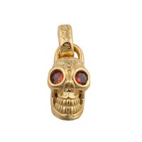 Cúbicos Circonia Colgante Latón Micro pavimenta, metal, Calavera, Joyería & micro arcilla de zirconia cúbica & para mujer, dorado, libre de níquel, plomo & cadmio, 32x10x12mm, agujero:aproximado 5mm, Vendido por UD