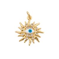 Evil Eye Pakabukai, Žalvarinis, Bižuterijos & mikro nutiesti kubinių Zirconia & moters, aukso, nikelio, švino ir kadmio nemokamai, 23x18x2mm, Pardavė PC