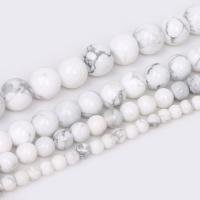 Perles turquoises, Magnésite, Rond, DIY & normes différentes pour le choix, blanc, Vendu par Environ 38-40 cm brin