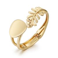 Zinc Alloy Bangle Smykker, Leaf, forgyldt, mode smykker & for kvinde, flere farver til valg, Solgt af PC