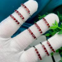 Messing fingerring, Kobber-nikkellegeringer, med Garnet, mode smykker & for kvinde, nikkel, bly & cadmium fri, 3mm, Solgt af PC