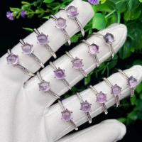 Messing Fingerring, Kupfernickel, mit Amethyst, Modeschmuck & für Frau, frei von Nickel, Blei & Kadmium, 6mm, verkauft von PC