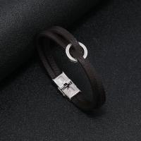 PU Leather Cord Bracelets with Zinc Alloy fashion jewelry 10cm Sold By PC