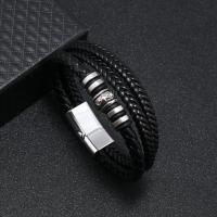 PU Leather Cord Bracelets with 316 Stainless Steel fashion jewelry & for man 12mm Sold By PC