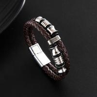 PU Schnur Armbänder, PU Leder, mit 316 Edelstahl, Modeschmuck & unisex, keine, 12mm, verkauft von PC