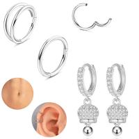 316L acciaio inox Huggie Orecchino ad anello, placcato, unisex & stili diversi per la scelta & con strass, 1.60x10mm, Venduto da set