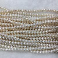 Kartoffel ferskvandskulturperle Beads, Ferskvandsperle, du kan DIY, hvid, 6-7mm, Solgt Per Ca. 37 cm Strand