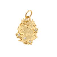 Cubique Pendentif en laiton zircon pavent, bijoux de mode & pavé de micro zircon & pour femme, doré, protéger l'environnement, sans nickel, plomb et cadmium, 20x12x2mm, Vendu par PC