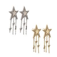 Cubic Zirconia Micro Pave Brass Earring Star fashion jewelry & micro pave cubic zirconia & for woman nickel lead & cadmium free Sold By Pair