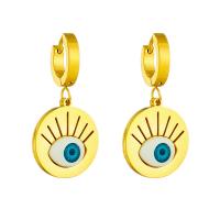 Boucles d'oreilles Mal Eye, Acier titane, Placage, bijoux de mode & pour femme, doré, 35x18mm, Vendu par paire