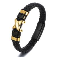 PU cavo bracciali, with 304 acciaio inox, Lettera X, Vintage & per l'uomo, nessuno, Lunghezza 21 cm, Venduto da PC