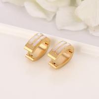 Stainless Steel Huggie Hoop Earring 304 Stainless Steel with Shell Donut Galvanic plating fashion jewelry & Unisex Sold By PC