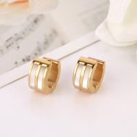 Stainless Steel Huggie Hoop Earring 304 Stainless Steel with Shell Donut Galvanic plating fashion jewelry & Unisex Sold By Pair