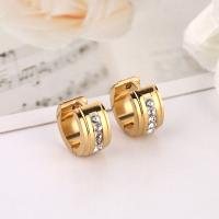 Stainless Steel Huggie Hoop Earring 304 Stainless Steel Donut Galvanic plating fashion jewelry & Unisex & with rhinestone Sold By PC