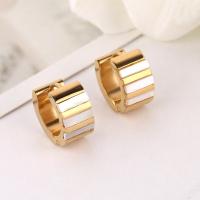 Stainless Steel Huggie Hoop Earring 304 Stainless Steel with Shell Donut Galvanic plating fashion jewelry & Unisex Sold By PC