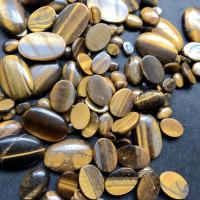 Gemstone Cabochons, Tiger Eye, Ovaal, DIY & verschillende grootte voor keus, bruin, 100pC's/Bag, Verkocht door Bag