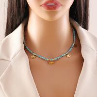 Collier de bijoux en acier inoxydable, Acier inoxydable 304, avec turquoise, avec 5CM chaînes de rallonge, fait à la main, styles différents pour le choix & pour femme, blue ciel, Longueur Environ 45 cm, Vendu par PC