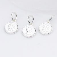 925 Sterling Silver hänge, Rund, plated, DIY, silver, 8mm, Säljs av PC