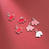 925 Sterling Sølv vedhæng, Elephant, epoxy sticker, du kan DIY, flere farver til valg, 12.50x10.50x1.40mm, Solgt af PC