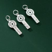 925 Sterling hopea riipus, 925 Sterling Silver, Avain, kiiltävä, tee-se-itse, hopea, 22x9x1mm, Myymät PC