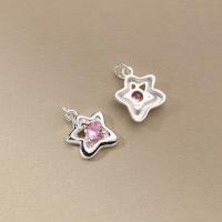 925 Sterling Silver hänge, Star, plated, DIY & micro bana cubic zirconia, silver, 12.50x11x2.50mm, Säljs av PC