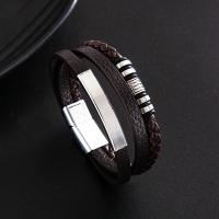 PU Leather Cord Bracelets with 316 Stainless Steel fashion jewelry & for man 12mm Sold By PC