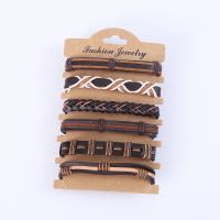 Pulseras de Cordón de PU, Cuero de PU, con Obsidiana, Joyería & diferentes estilos para la opción & para hombre, 12cm, Vendido por Set