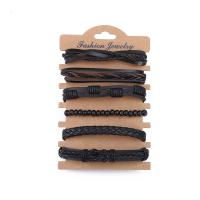 PU Leather Cord Bracelets fashion jewelry & for man 12cm Sold By Set