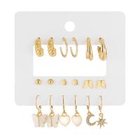 Zinc Alloy Oorbel Set, met Acryl, gold plated, voor vrouw & glazuur & met strass, 4-29mm, Verkocht door Stel