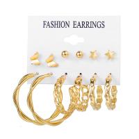 aleación de zinc Aretes, con Perlas plásticas, chapado en color dorado, diferentes estilos para la opción & para mujer & con diamantes de imitación, 4-37mm, Vendido por Set