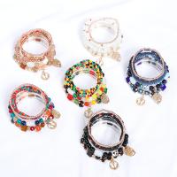 Lampwork Bracelet Set with Resin & Copper Coated Plastic & Zinc Alloy & Acrylic plated 6 pieces & Bohemian style & Unisex 3-13mm Inner Approx 50mm Sold By Set