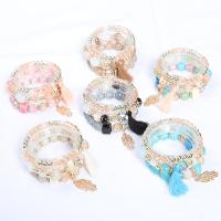 résine Set de bracelet, avec chalumeau & résine & plastique revêtu de cuivre & alliage de zinc & Acrylique, Placage, trois pièces & Style bohème & pour femme, plus de couleurs à choisir, 6-14mm, Diamètre intérieur:Environ 50mm, Vendu par fixé