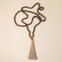 Faisean muince Fringe, Tíogair Súl, le Corda Snaidhmthe, tassel, seanré & jewelry faisin & unisex, dathanna measctha, 6mm,85mm, Fad Thart 86 cm, Díolta De réir PC