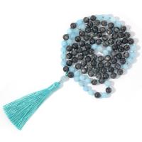 Faisean muince Fringe, Labradorite, le Corda Snaidhmthe & Aquamarine, tassel, seanré & jewelry faisin & unisex, dathanna measctha, 8mm,80mm, Fad Thart 88 cm, Díolta De réir PC