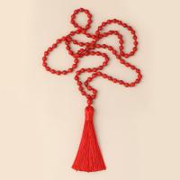 Mode Fringe ketting, met Knoopkoord, kwast, Vintage & mode sieraden & uniseks, rood, 6mm,85mm, Lengte Ca 86 cm, Verkocht door PC