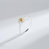 Sterling Silver smycken finger ring, 925 sterling silver, Daisy, mode smycken & för kvinna, nickel, bly och kadmium gratis, Storlek:7, Säljs av PC