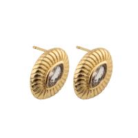 Boucles d'oreilles en laiton zircon cubique pavent, bijoux de mode & pavé de micro zircon & pour femme, doré, protéger l'environnement, sans nickel, plomb et cadmium, 15x12x3mm, Vendu par paire