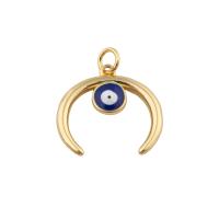 Evil Eye Pendler, Messing, mode smykker & for kvinde & emalje, gylden, nikkel, bly & cadmium fri, 21x19x2mm, Hole:Ca. 1mm, Solgt af PC