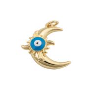 Evil Eye Pendler, Messing, mode smykker & for kvinde & emalje, gylden, nikkel, bly & cadmium fri, 23x18x6mm, Hole:Ca. 1mm, Solgt af PC