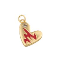 Bijoux pendentifs en laiton, coeur, bijoux de mode & pour femme & émail, doré, protéger l'environnement, sans nickel, plomb et cadmium, 23x15x2mm, Trou:Environ 2mm, Vendu par PC