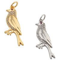 Terningformet Zirkon Micro Pave Messing vedhæng, Bird, mode smykker & Micro Pave cubic zirconia & for kvinde, flere farver til valg, nikkel, bly & cadmium fri, 29x9x2mm, Hole:Ca. 1mm, Solgt af PC