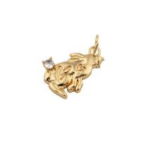 Cubic Zirconia Micro Pave bronze Pingente, cobre, joias de moda & micro pavimento em zircônia cúbica & para mulher, dourado, níquel, chumbo e cádmio livre, 20x12x2mm, Buraco:Aprox 1mm, vendido por PC