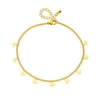 Fashion Jewelry Anklet, Acier titane, avec 1.97inch chaînes de rallonge, papillon, Placage, bijoux de mode & pour femme, doré, Vendu par Environ 8.27 pouce brin